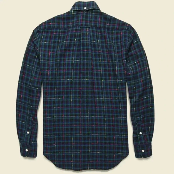 Gitman Bros Vintage | Archive Fluro Slub Flannel - Green & Black / Sz S - Picture 3 of 9